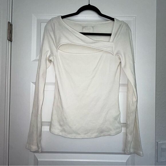 Citizens of Humanity Long Sleeve Ribbed Cut Out Knit Top - Picture 1 of 8